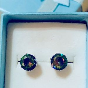Purple, aurora borealis stud earrings